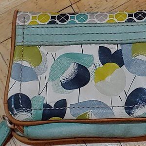 LEATHER Wallet Green Blue Yellow White Design